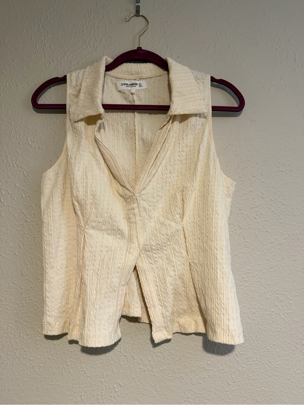 Pull and Bear Textured Collared Top